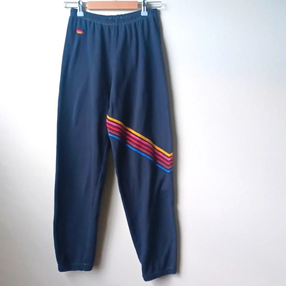 Cute Sweatpants Chevron Striped Leg Size Medium Jogger Track Pants Retro Aviator - Picture 1 of 13